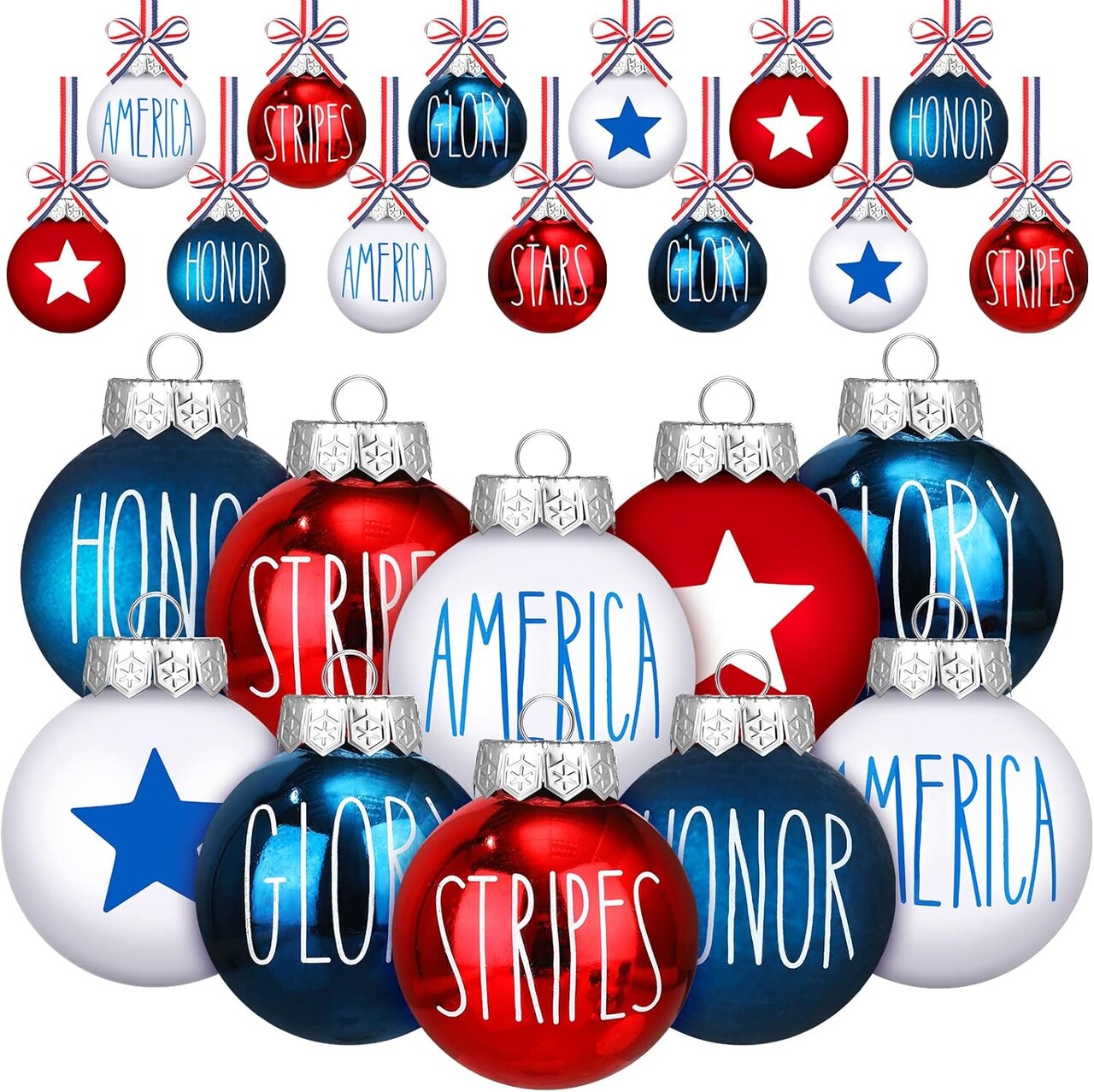12-Pack 2.4" Patriotic Hanging Ball Ornaments for 4th of July & Memorial Day